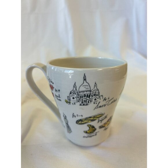 Paris-Themed Ceramic Mug With Sacré-Cœur Illustrations & French Landmarks Print - Picture 1 of 2